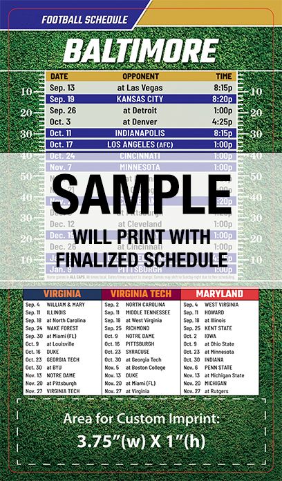ReaMark Products: Baltimore Full Magnet Football Schedule